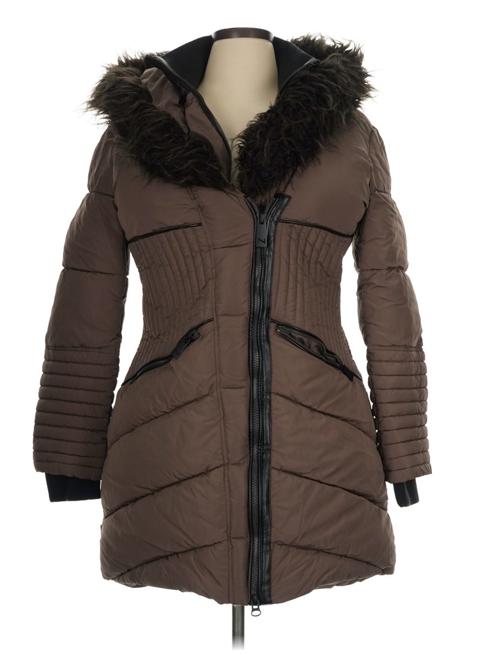 Noize Gigi Vegan Faux Fur Trim Quilted Parka Size XL EUC